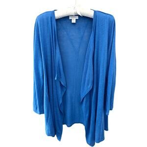 KENAR | Blue Linen Blend Open Front Cardigan Lightweight | Large